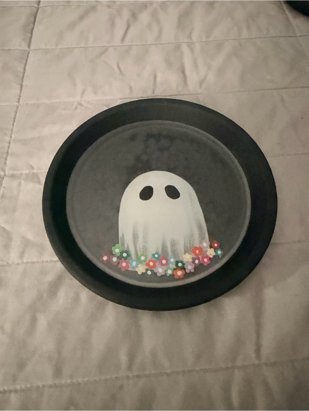 Hand-Painted Ghost Plate with Floral Trim